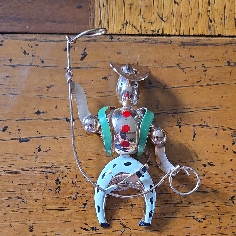 Vintage Copper Cowboy Brooch 1940's DENMARK. By Walter Pampl.